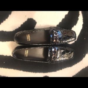Stuart Weitzman Black Embossed Loafers Size 8